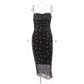 Elegant Flower Print Suspender Dress Women Fashion Off Shoulder Backless Midi Dresses