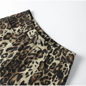 Leopard Print Shorts Women Denim Short Pants