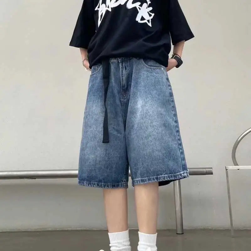 High Street Retro Blue Jeans Shorts Women Y2k Clothing Oversize