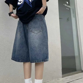 High Street Retro Blue Jeans Shorts Women Y2k Clothing Oversize