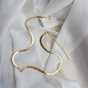 Simple Creative V-shaped Necklace For Women Flat Snake Chain Choker