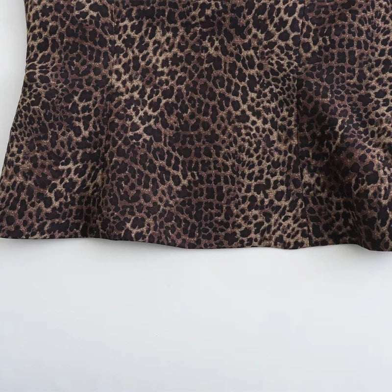 Leopard Print Sling Women Sexy Tube Top Sleeveless Backless Lace Slim Tanks Tops