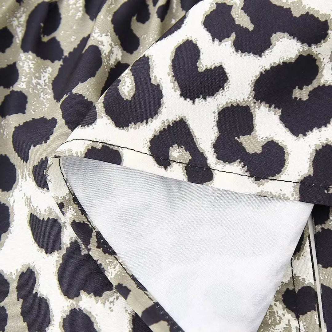 Leopard Blouse Puff Sleeve Crop Top Women's Summer Clothing