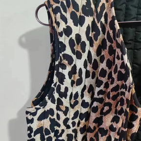 Spring/Summer V-neck Bow Decoration Fashion Leopard Pattern Vest