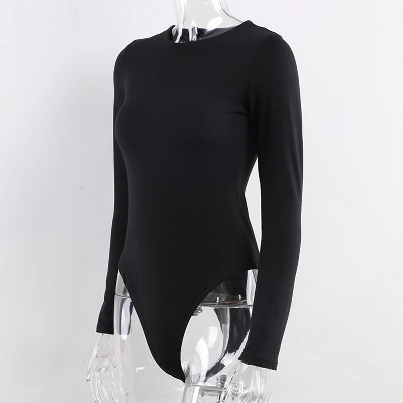 Sexy Y2k Women cotton Bodysuits Long Sleeve Bodysuit O Neck Body Top