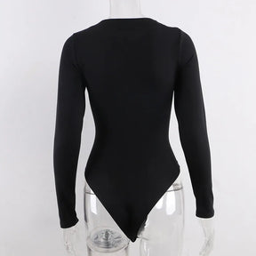 Sexy Y2k Women cotton Bodysuits Long Sleeve Bodysuit O Neck Body Top