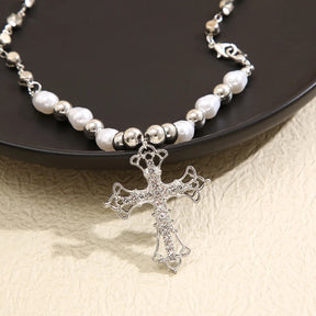 pearl cross necklace Pendant