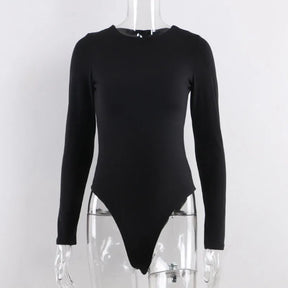 Sexy Y2k Women cotton Bodysuits Long Sleeve Bodysuit O Neck Body Top