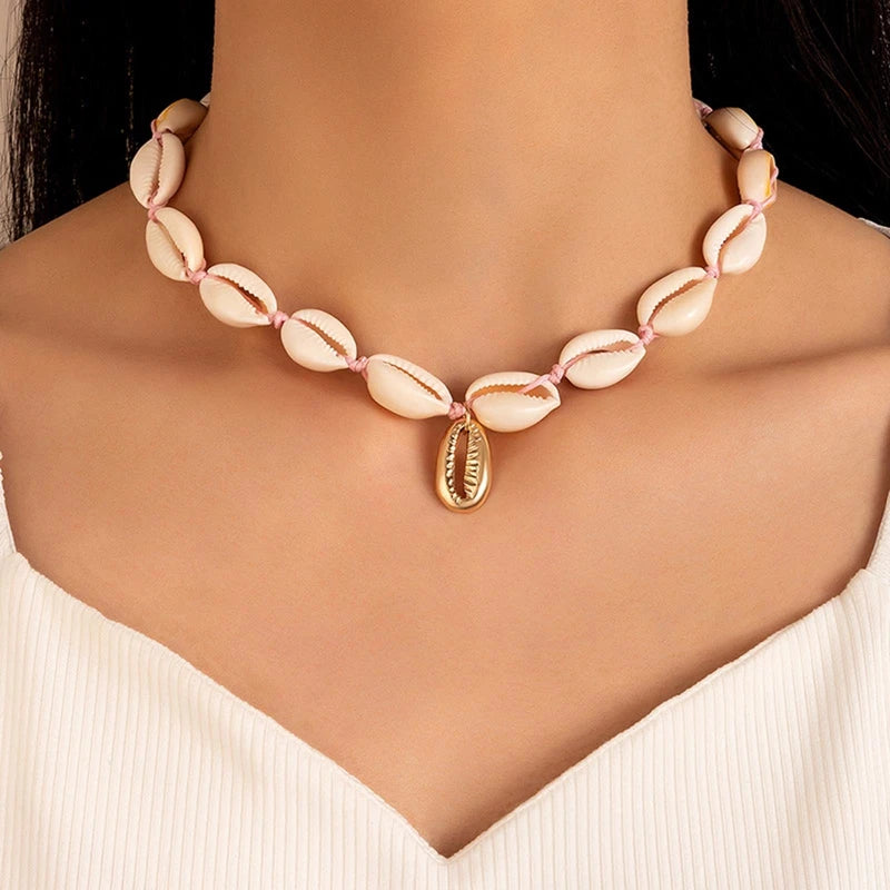 Fashion Rope Chain Natural Shell Choker Necklace