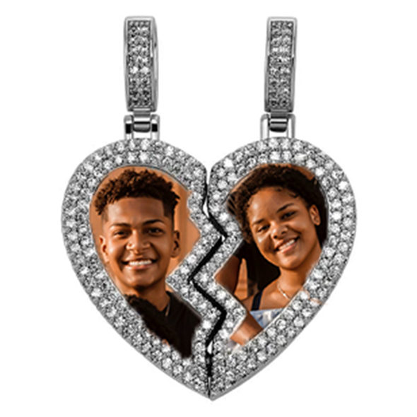 magnetic necklace for couples custom heart photo pendant