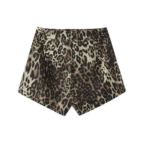 Leopard Print Shorts Women Denim Short Pants