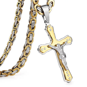 Crystal Jesus Christ Holy Crucifix Cross Pendant Necklace