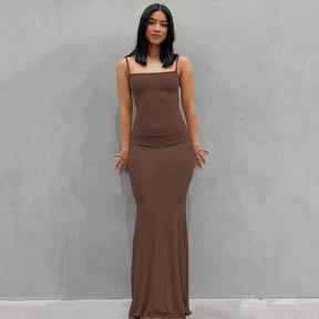 Satin Slip Sleeveless Backless Maxi Dress Women Y2K