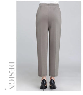 Spring Summer Pants Thin Elastic Waist Loose Cotton