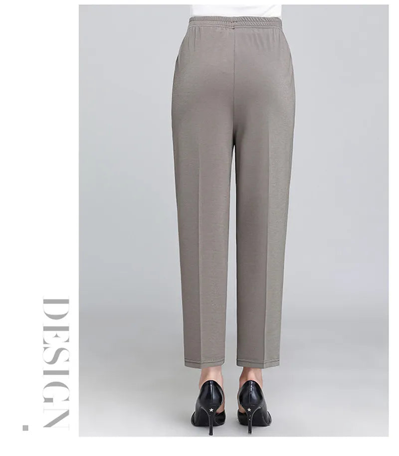 Spring Summer Pants Thin Elastic Waist Loose Cotton