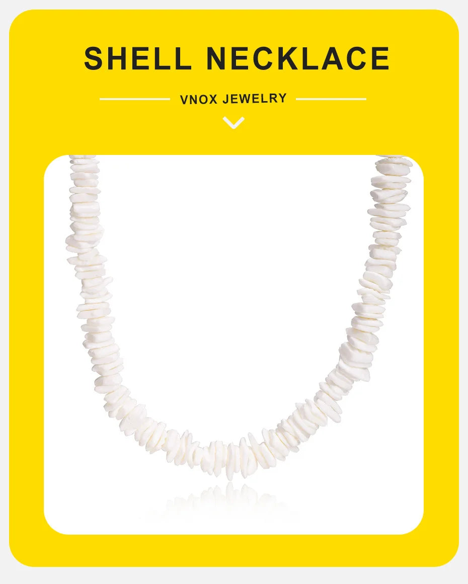 Natural Square Irregular Shell Beaded Chain Necklaces