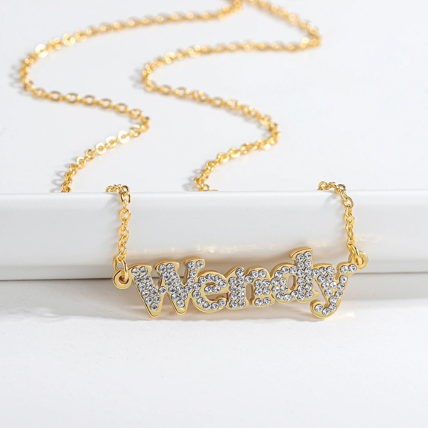 Custom Crystal Name Necklace For Women Iced Out Letter Diamond Nameplate