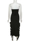 Elegant Strapless Dress Women Irregular Tassel Skinny Split Maxi Bodycon