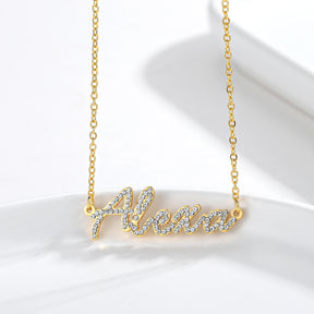 Custom Crystal Name Necklace For Women Iced Out Letter Diamond Nameplate