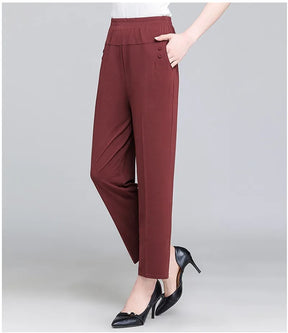 Spring Summer Pants Thin Elastic Waist Loose Cotton