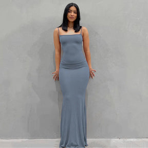 Satin Slip Sleeveless Backless Maxi Dress Women Y2K