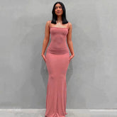 Satin Slip Sleeveless Backless Maxi Dress Women Y2K