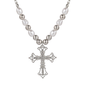 pearl cross necklace Pendant