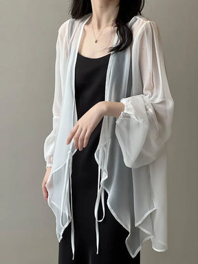 Women High Street Casual Lacing Button Cardigan Elegant All-match Top