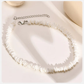 Natural Square Irregular Shell Beaded Chain Necklaces