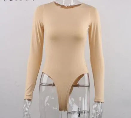 Sexy Y2k Women cotton Bodysuits Long Sleeve Bodysuit O Neck Body Top