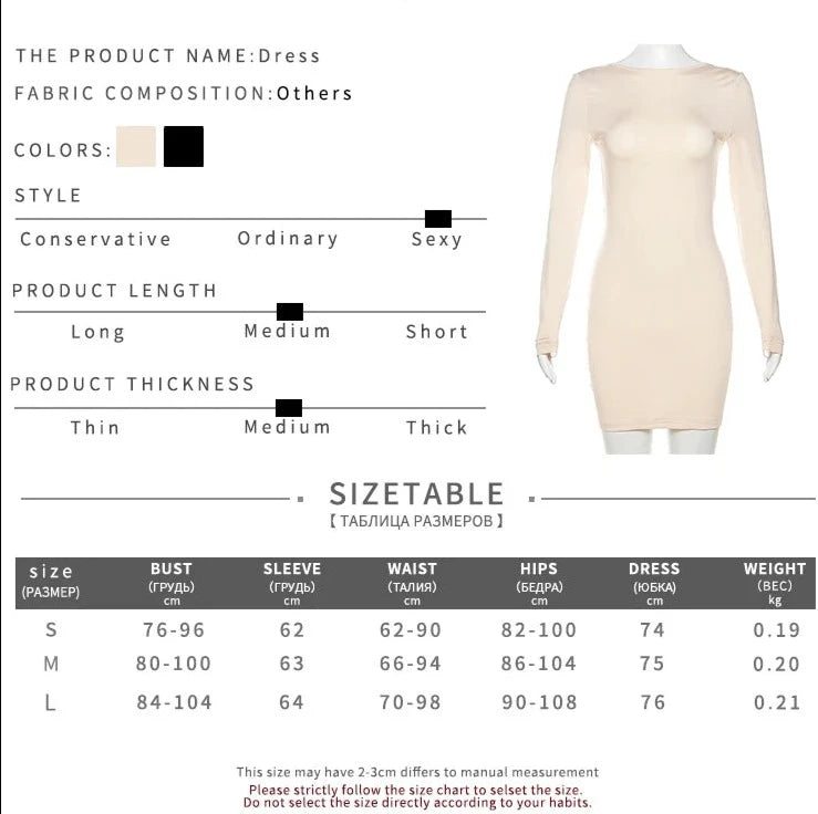 Backless Full Sleeve O-neck Basic Fit Bodycon