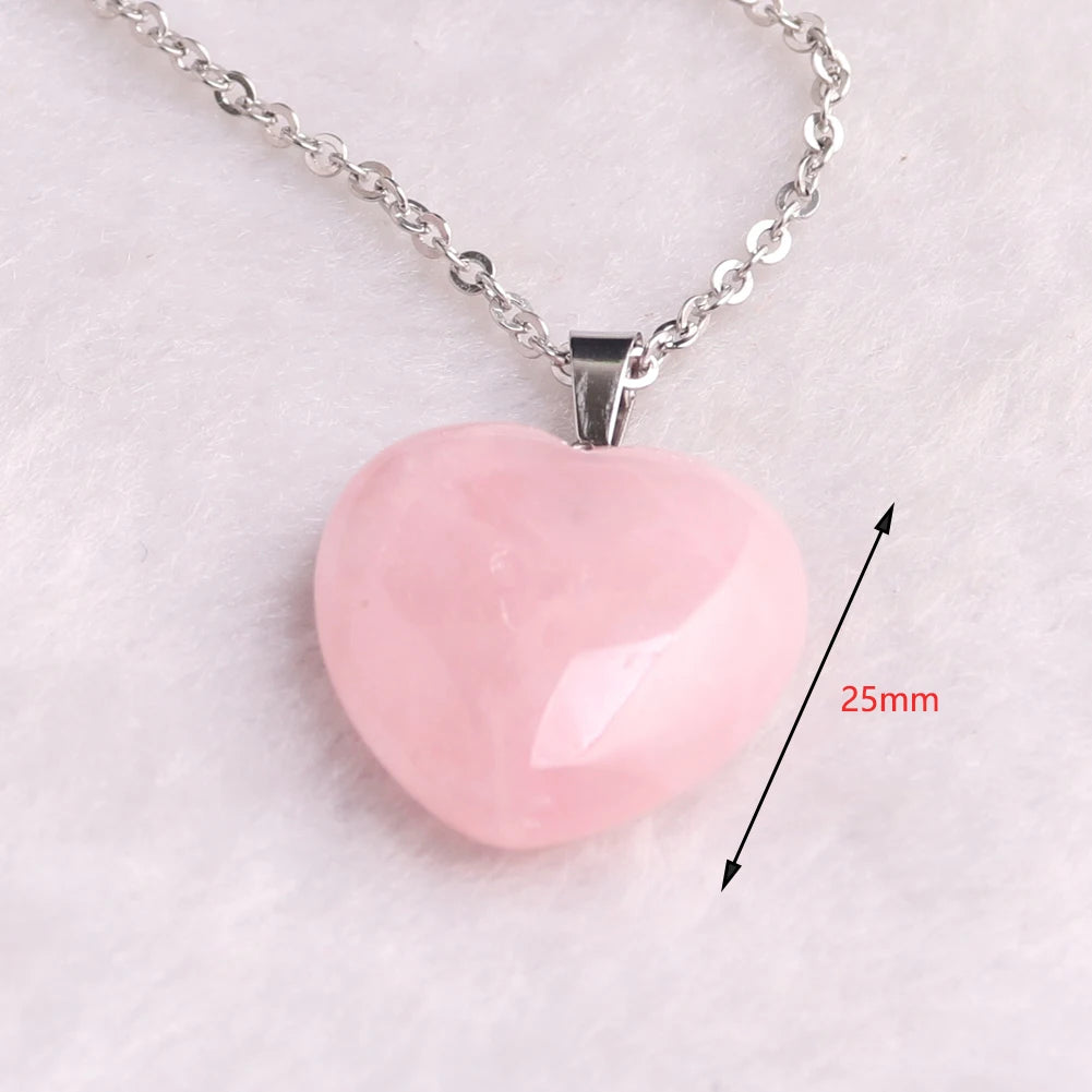 rose quartz pendant Heart Necklace