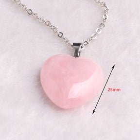 rose quartz pendant Heart Necklace