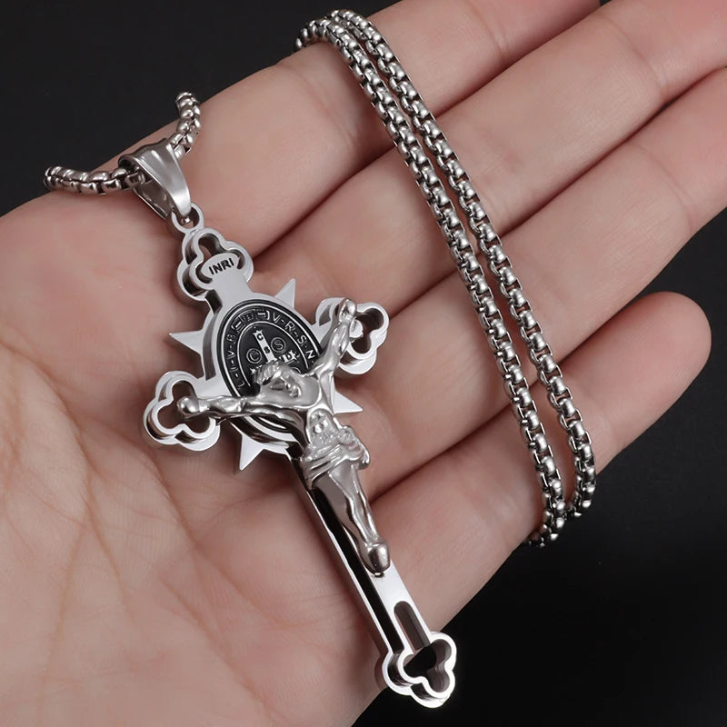 Saint St. Benedict Jesus Cross Pendant Necklace Christian Catholic Amulet