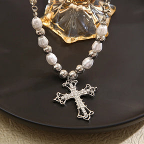 pearl cross necklace Pendant