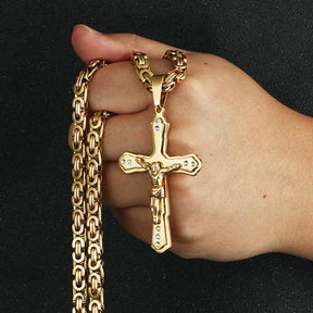 Crystal Jesus Christ Holy Crucifix Cross Pendant Necklace