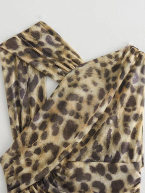 Vintage Women Irregular Leopard Bodysuits