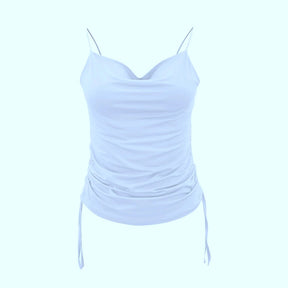 Tank Top V Neck Camisole Cami Drawstring Spaghetti Strap Top