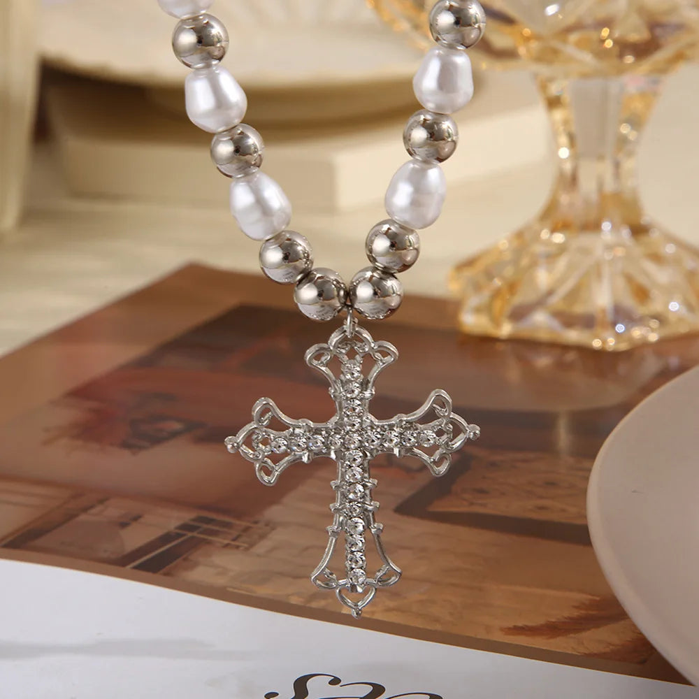 pearl cross necklace Pendant