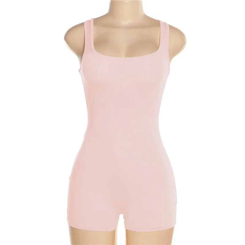 Solid Sleeveless Playsuit Club Streetwear