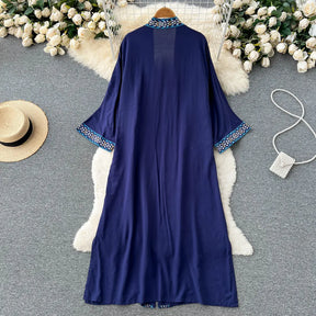 Retro Embroidery Sun Protection Shirt  Chiffon Long Streetwear