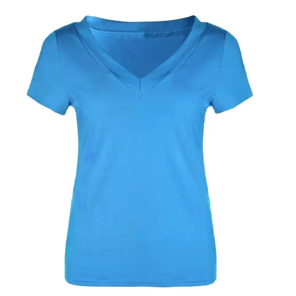 Slim Fit Plus Size T-Shirt Women Top Solid Color Short Sleeve