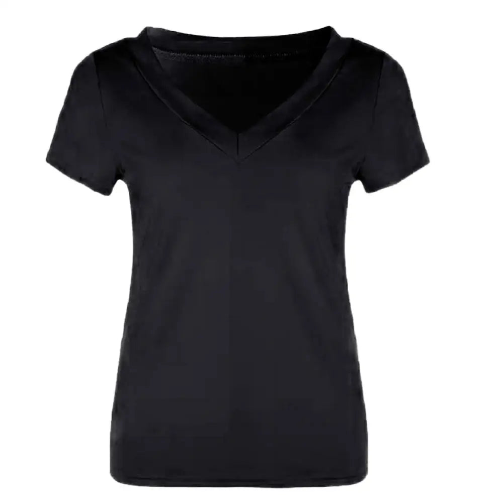 Slim Fit Plus Size T-Shirt Women Top Solid Color Short Sleeve