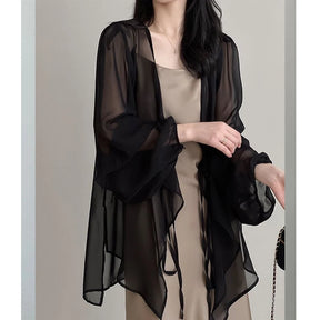 Women High Street Casual Lacing Button Cardigan Elegant All-match Top