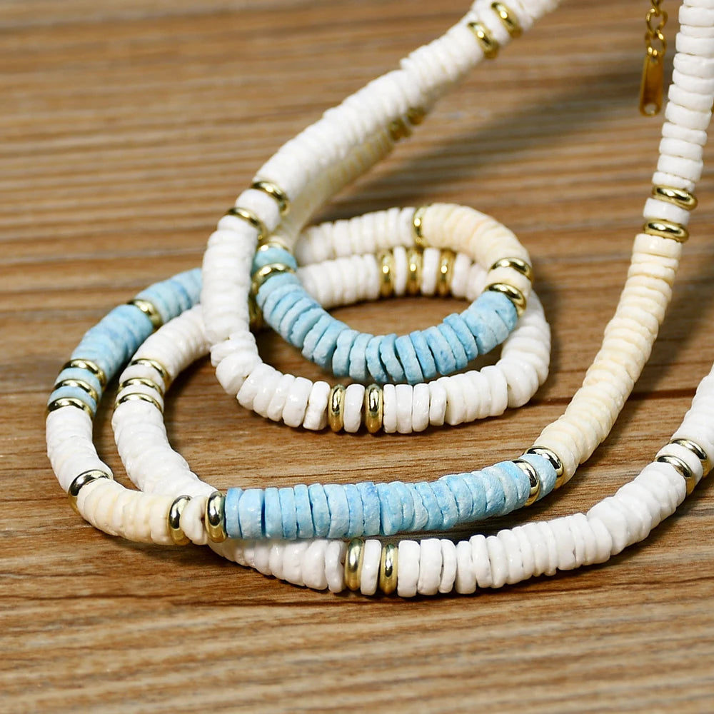 Surfer Shell Chain Shell Handmade Beaded Choker Surfer Necklaces – nowadaysfashion