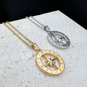 compass necklace Travel Necklace North Star Pendant Stainless