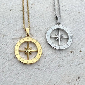 compass necklace Travel Necklace North Star Pendant Stainless