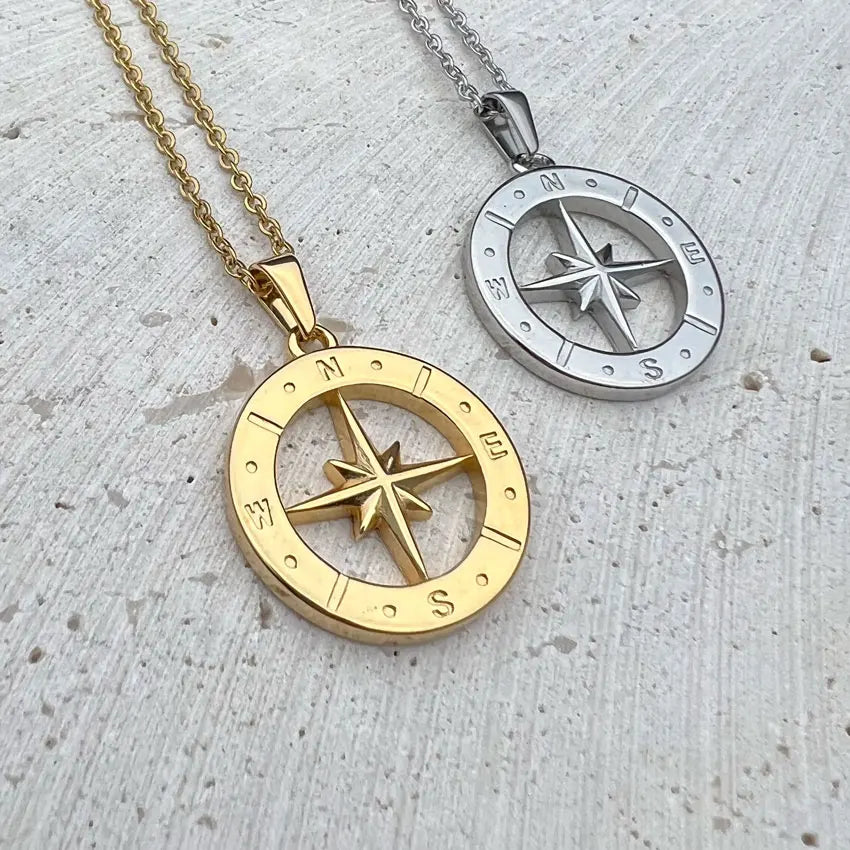 compass necklace Travel Necklace North Star Pendant Stainless