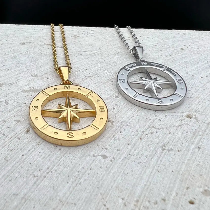 compass necklace Travel Necklace North Star Pendant Stainless