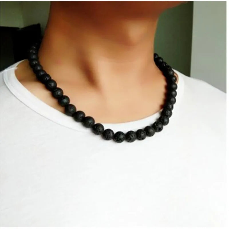 black bead necklace Yellow Tiger Eye Choker Rock Beads Necklace